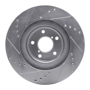 Saab 9-2X Brake Rotor (1) - Front Right - R1 Concepts - Drilled & Slotted - Silver - `01-`08